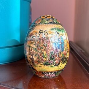 Handcrafted Oriental Decorative Egg with Multicolor Design